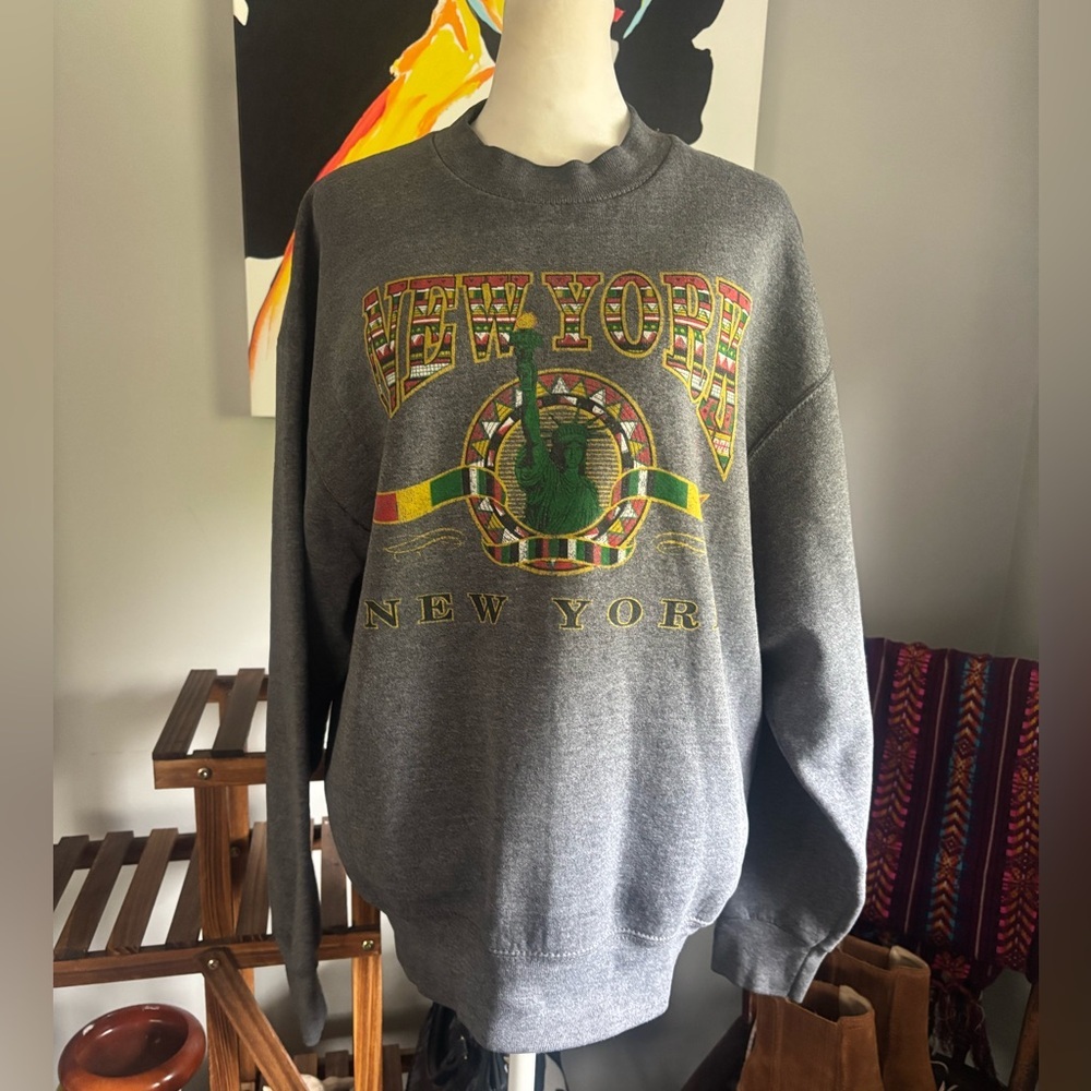 Vintage Gray New York Graphic Sweater